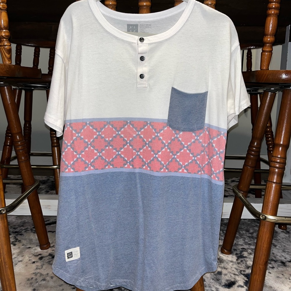 Lira Curved Hem Henley Pocket Tee